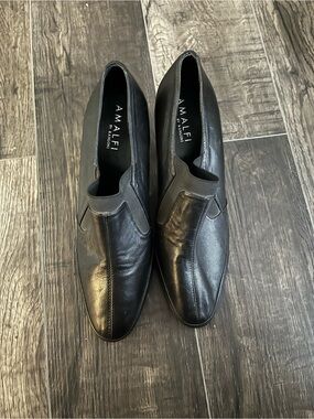 Amalfi Black Leather Slip-On Dress Loafers
